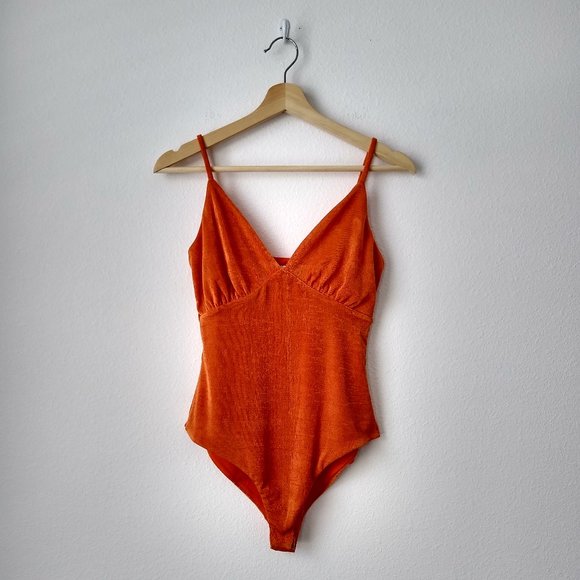 Princess Polly Tops - Princess Polly Emira Slinky Knit Orange Bodysuit | 4